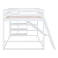 Full Over Full Bunk Bed With Ladder, Slide And Shelves, White White Pine