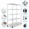 5 Tier 7500Lbs Heavy Duty Adjustable Storage Rack Metal Shelf Wire Shelving Unit With Wheels & Shelf Liners 82