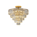 Same As W1340102252 L5001 Gold Crystal Chandeliers,5 Tier Round Semi Flush Mount Chandelier Light Fixture,Large Contemporary Luxury Ceiling Lighting For Living Room Dining Room Bedroom Hallway Gold Crystal Iron