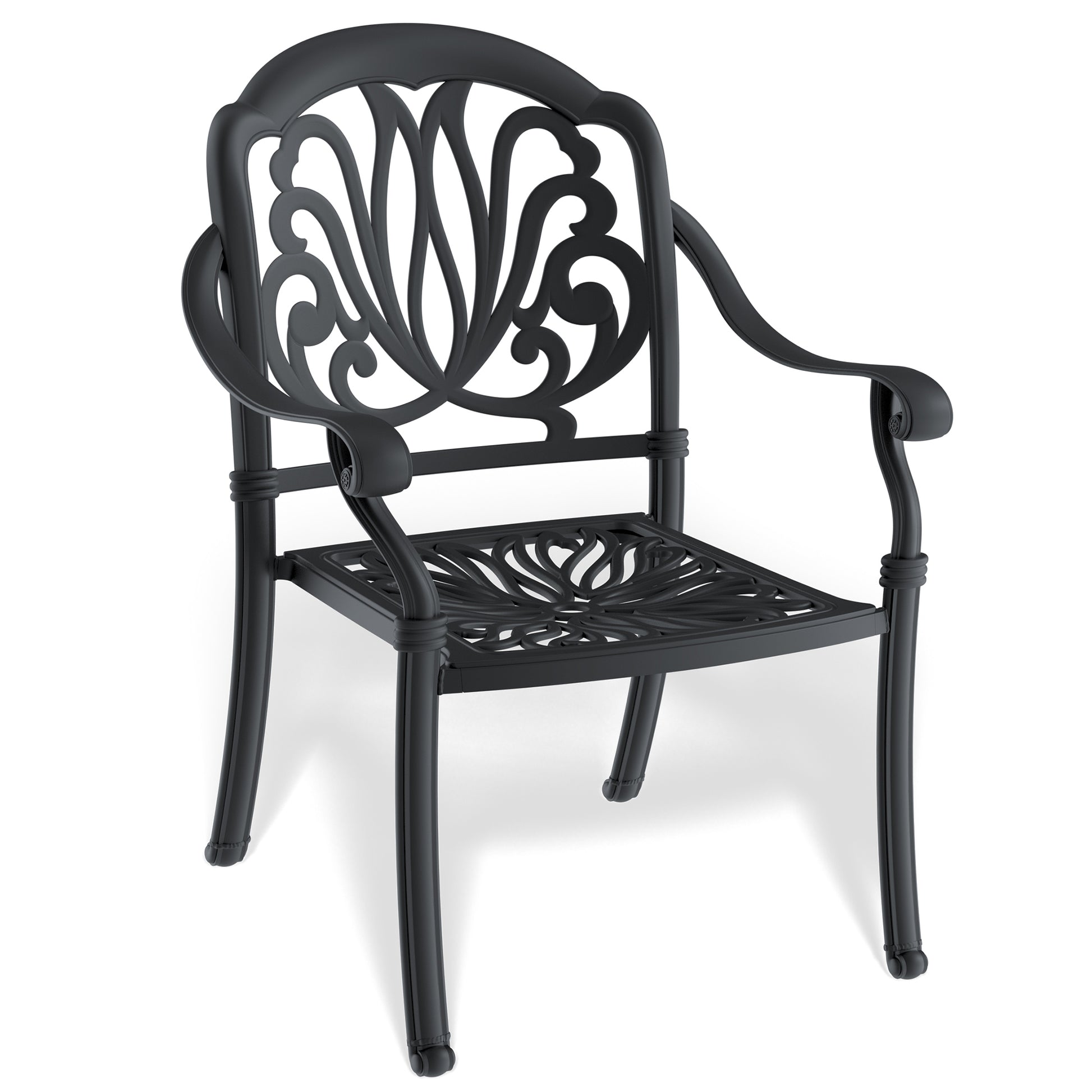 Cushions In Random Colors 7 Piece Set Of Cast Aluminum Patio Furniture With Cushions Yes Dining Set Off White Black Seats 6 Rust Resistant Frame Water Resistant Cushion Garden & Outdoor Complete Patio Sets Aluminium