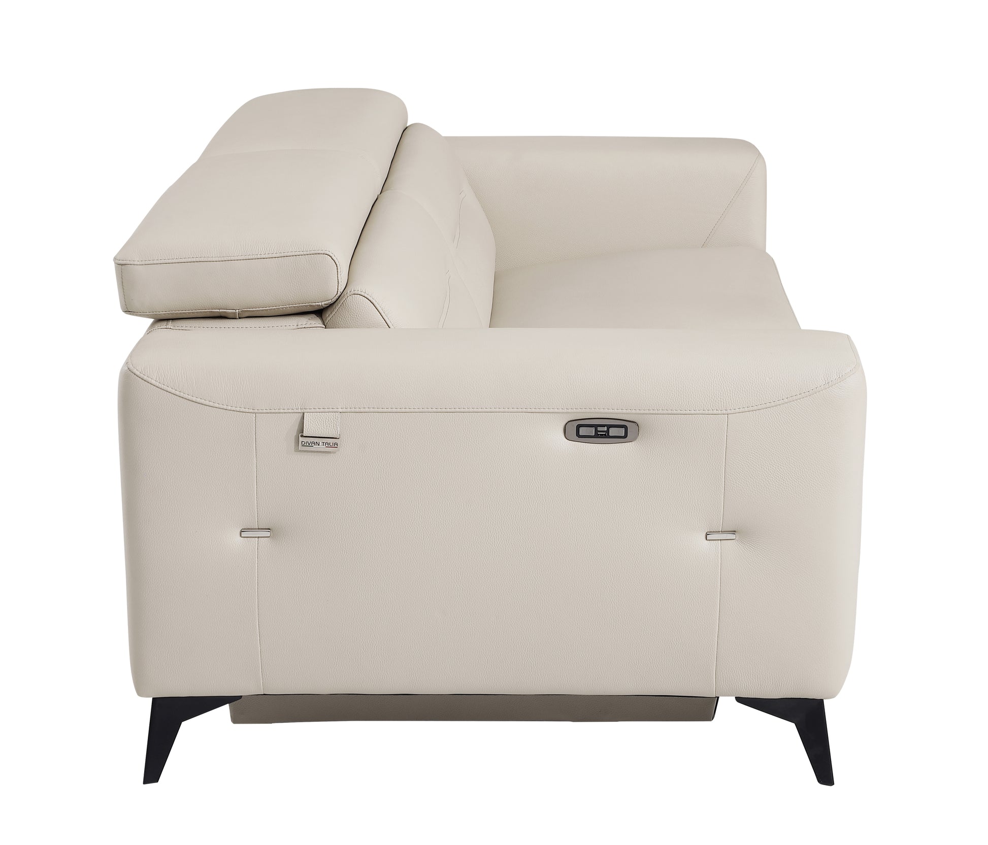 Top Grain Italian Leather Loveseat With Power Recliner Beige Primary Living Space Contemporary Alder Foam Leather