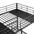 Full Over Twin Metal Bunk Bed With Built In Desk, Shelves And Ladder, Black Black Metal & Wood