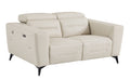 Top Grain Italian Leather Loveseat With Power Recliner Beige Primary Living Space Contemporary Alder Foam Leather