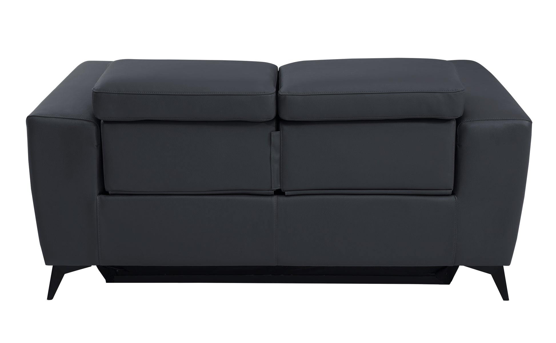 Top Grain Italian Leather Loveseat With Power Recliner Dark Grey Foam Leather