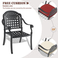 Cushions In Random Colors 3 Piece Set Of Cast Aluminum Patio Furniture With Cushions Yes Dining Set Black Seats 2 Rust Resistant Frame Water Resistant Cushion Garden & Outdoor Complete Patio Sets Aluminium