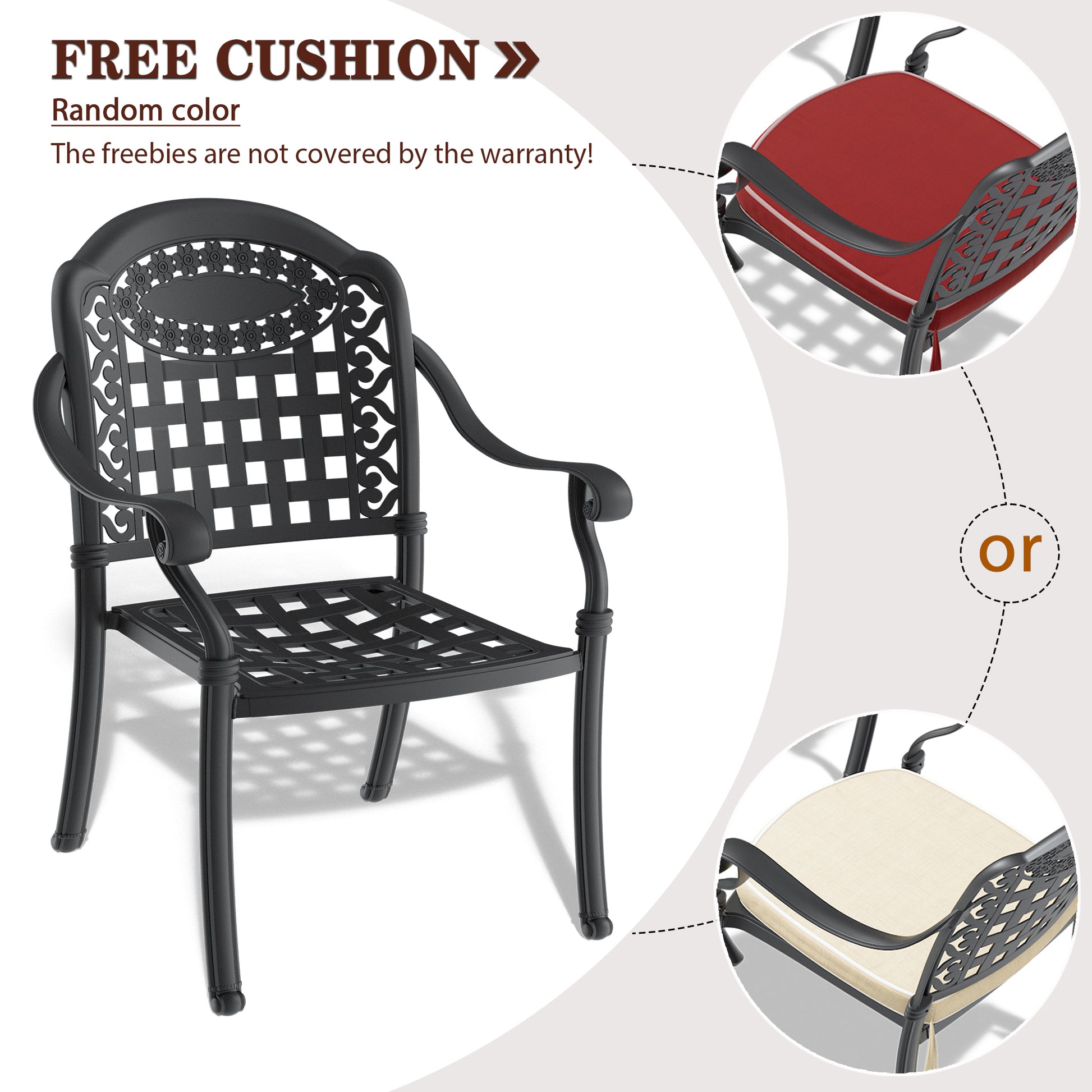 Cast Aluminum Patio Dining Chair 6Pcs With Black Frame And Cushions In Random Colors Yes Dining Set Black Rust Resistant Frame Water Resistant Cushion Garden & Outdoor Complete Patio Sets Aluminium