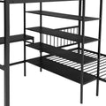 Full Over Twin Metal Bunk Bed With Built In Desk, Shelves And Ladder, Black Black Metal & Wood