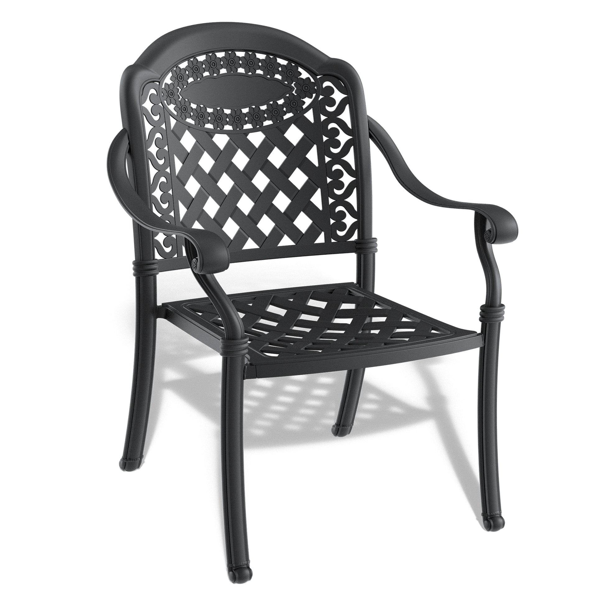 Cushions In Random Colors 3 Piece Set Of Cast Aluminum Patio Furniture With Cushions Yes Dining Set Black Seats 2 Rust Resistant Frame Water Resistant Cushion Garden & Outdoor Aluminium
