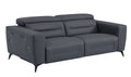 Top Grain Italian Leather Sofa With Power Recliner Dark Grey Foam Leather