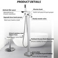 Bathroom Freestanding Waterfall Tub Filler Matte Black Floor Mount Faucet With Hand Shower Chrome Stainless Steel