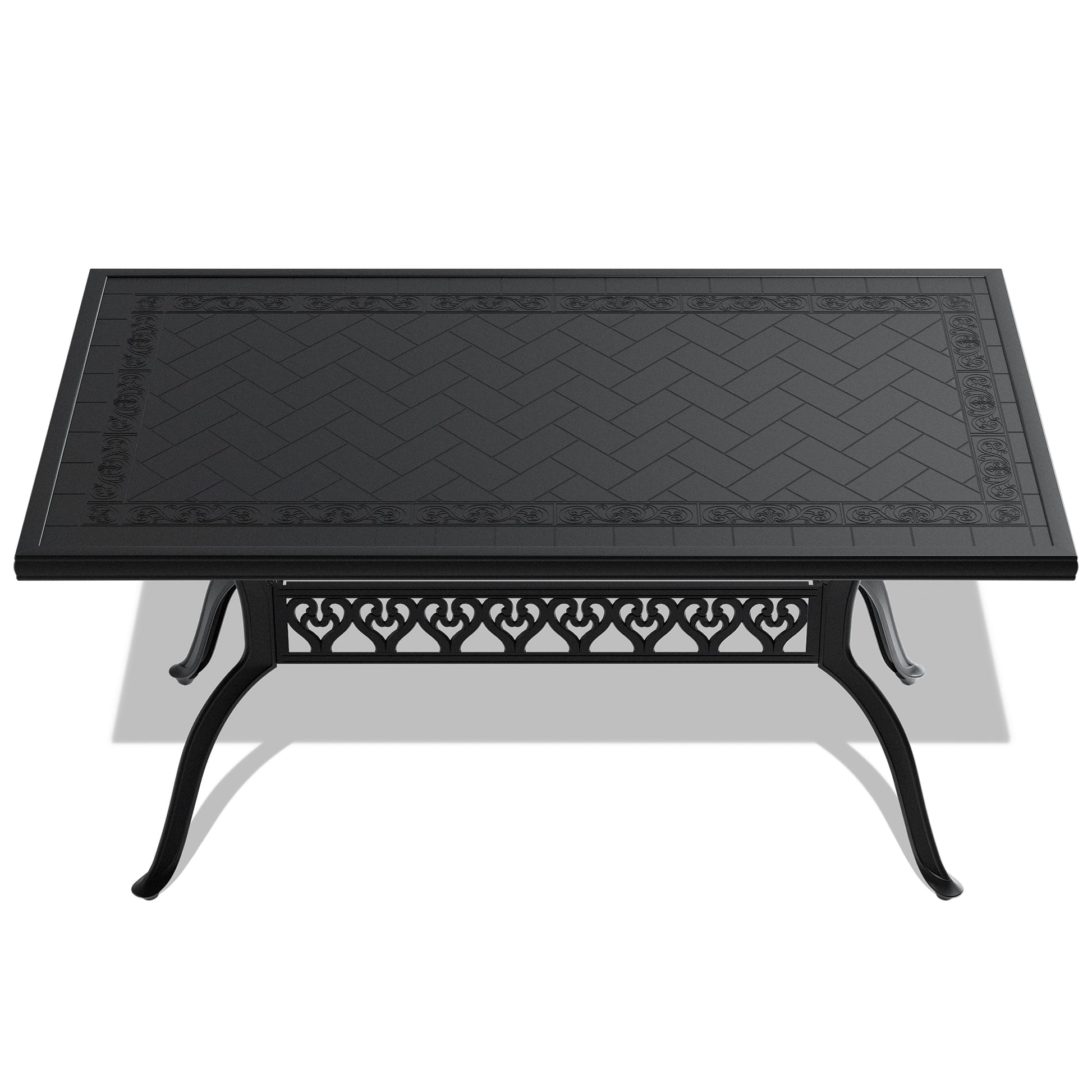 Cushions In Random Colors 7 Piece Set Of Cast Aluminum Patio Furniture With Cushions Black Aluminium