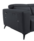 Top Grain Italian Leather Loveseat With Power Recliner Dark Grey Foam Leather