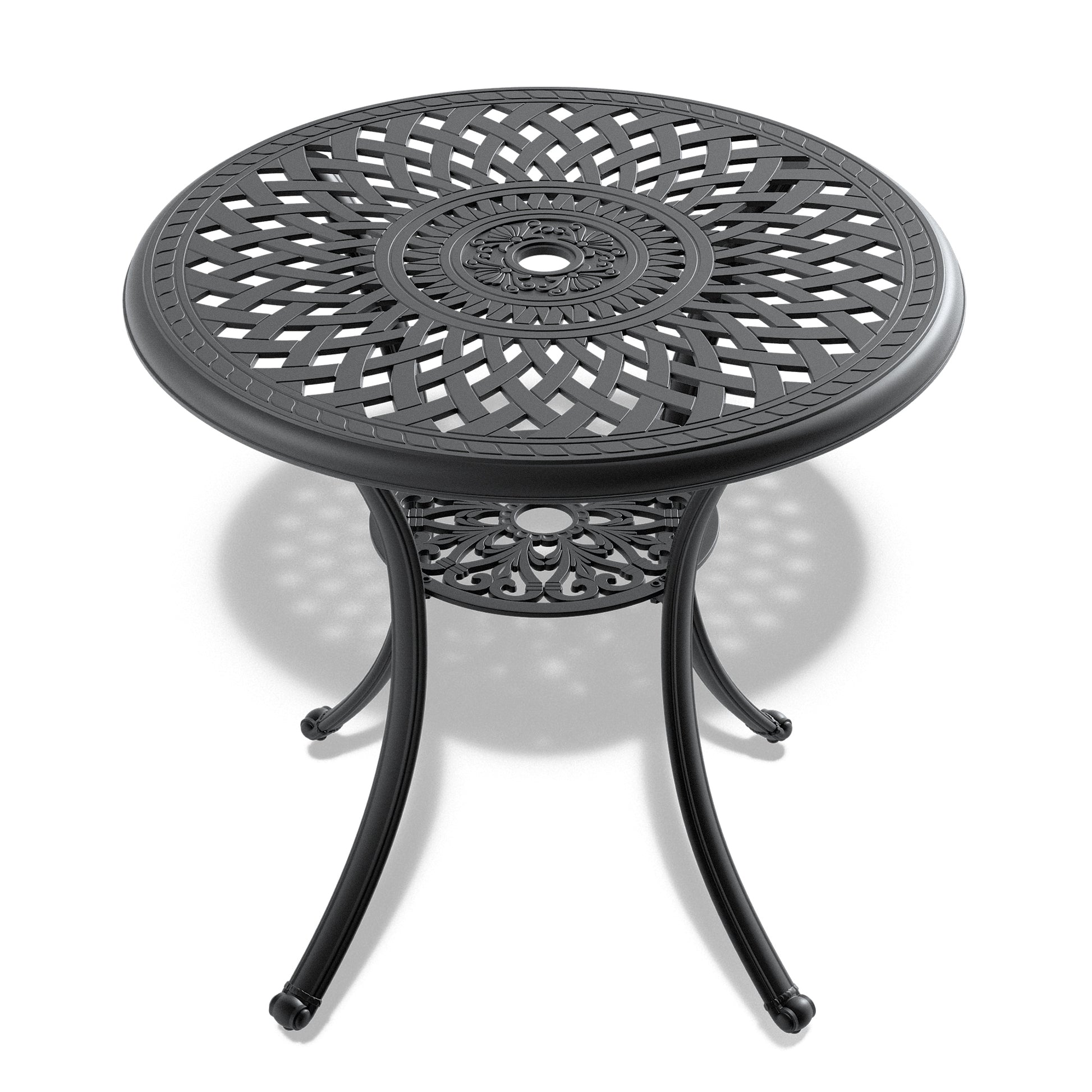 Cushions In Random Colors 3 Piece Set Of Cast Aluminum Patio Furniture With Cushions Yes Dining Set Black Seats 2 Rust Resistant Frame Water Resistant Cushion Garden & Outdoor Complete Patio Sets Aluminium