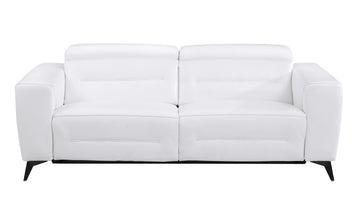 Top Grain Italian Leather Sofa With Power Recliner White Foam Leather