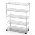 5 Tier 7500Lbs Heavy Duty Adjustable Storage Rack Metal Shelf Wire Shelving Unit With Wheels & Shelf Liners 82