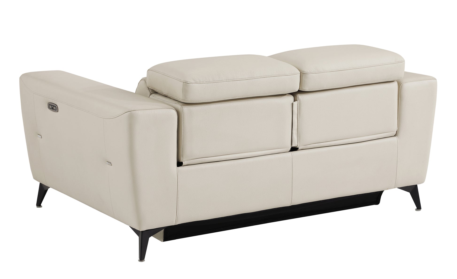 Top Grain Italian Leather Loveseat With Power Recliner Beige Primary Living Space Contemporary Alder Foam Leather