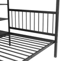 Full Over Twin Metal Bunk Bed With Built In Desk, Shelves And Ladder, Black Black Metal & Wood