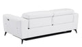 Top Grain Italian Leather Sofa With Power Recliner White Foam Leather