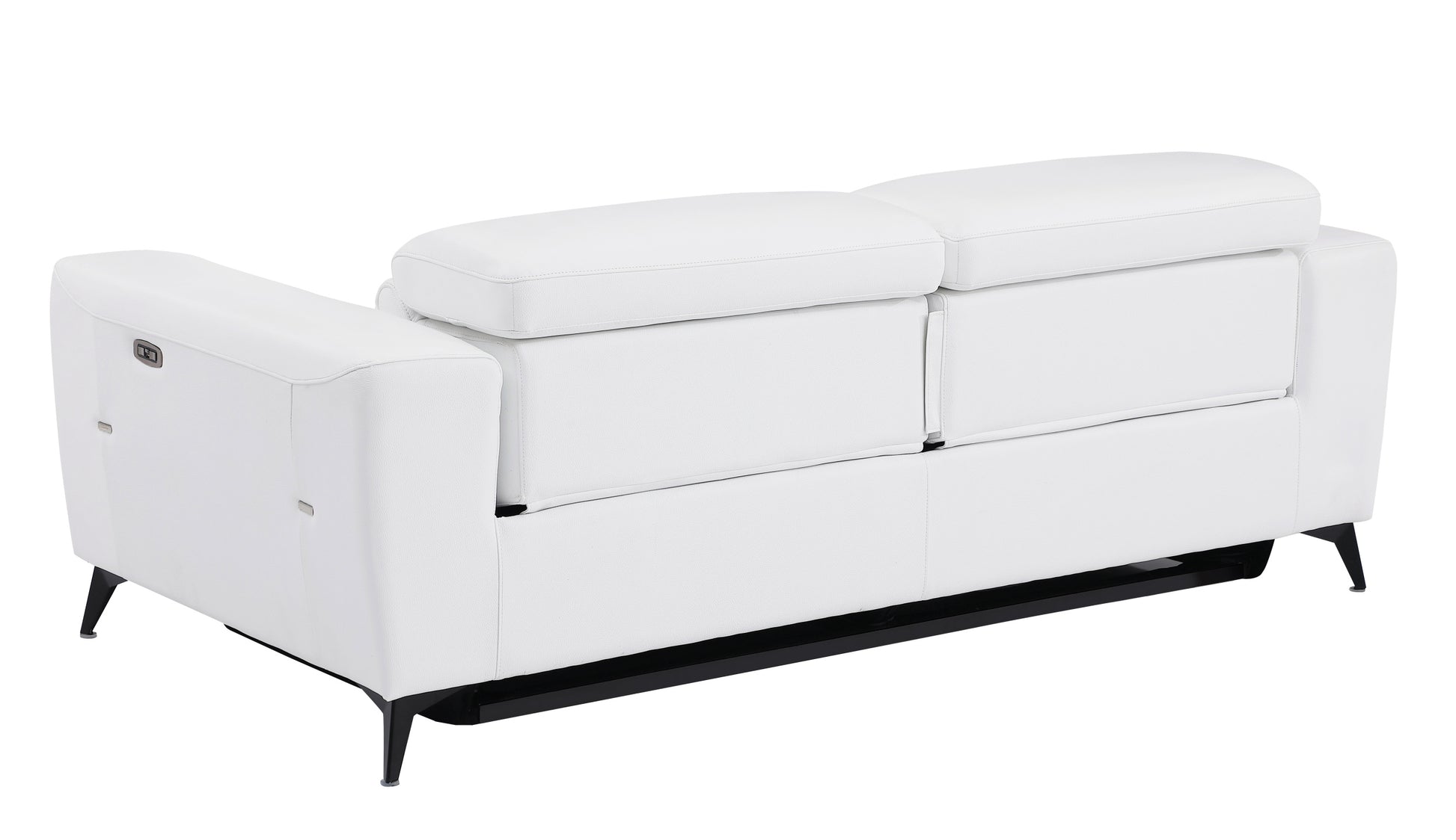 Top Grain Italian Leather Sofa With Power Recliner White Foam Leather