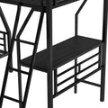 Twin Over Full Bunk Bed With A Twin Size Loft Bed Attached, With A Desk, Metal, Black Black Metal