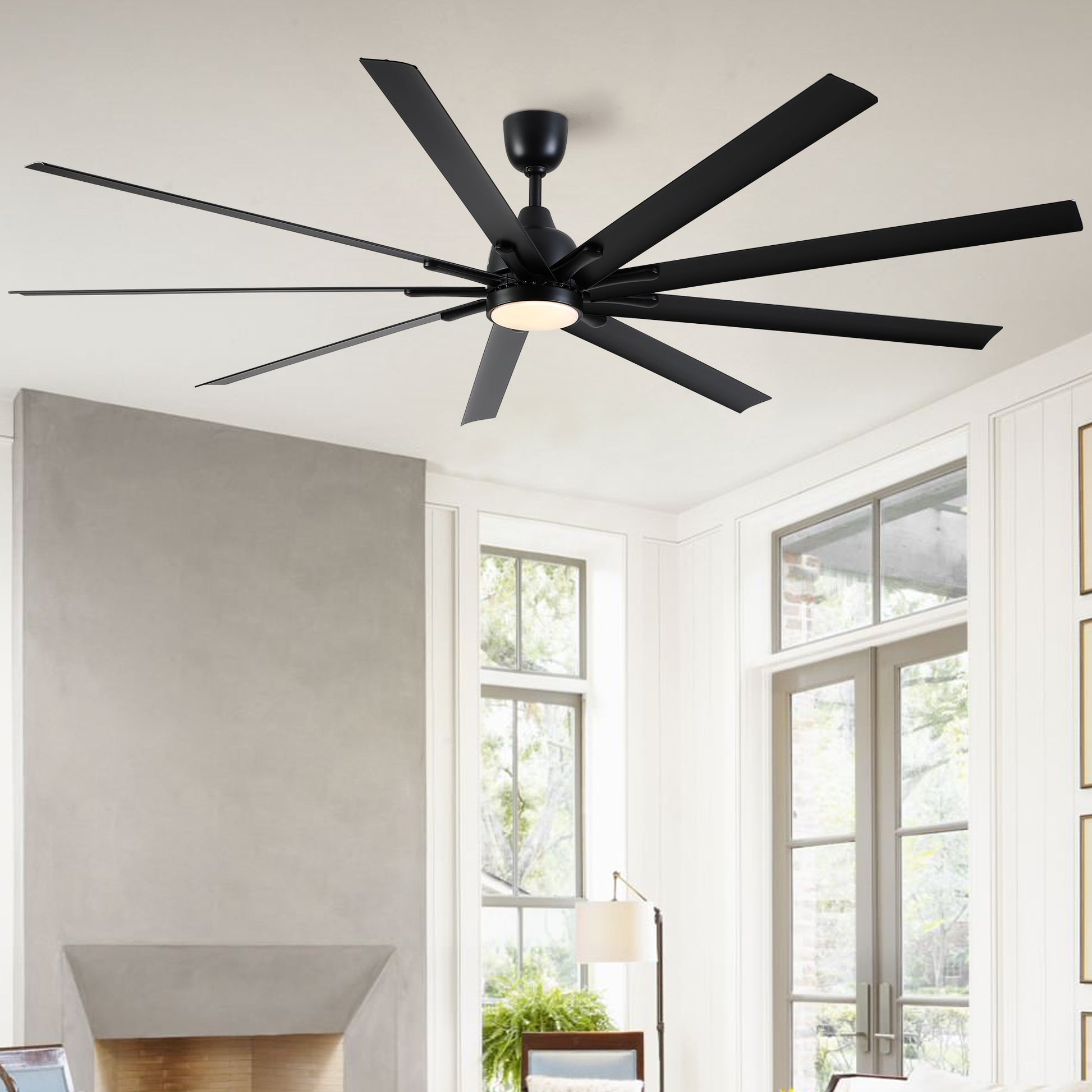 84 In Super Large Black Ceiling Fan With Remote Control Black Aluminium