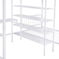 Full Over Twin Metal Bunk Bed With Built In Desk, Shelves And Ladder, White White Metal & Wood