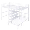 Full Over Twin Metal Bunk Bed With Built In Desk, Shelves And Ladder, White White Metal & Wood