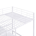 Full Over Twin Metal Bunk Bed With Built In Desk, Shelves And Ladder, White White Metal & Wood