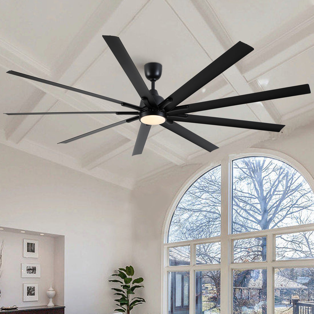 84 In Super Large Black Ceiling Fan With Remote Control Black Aluminium