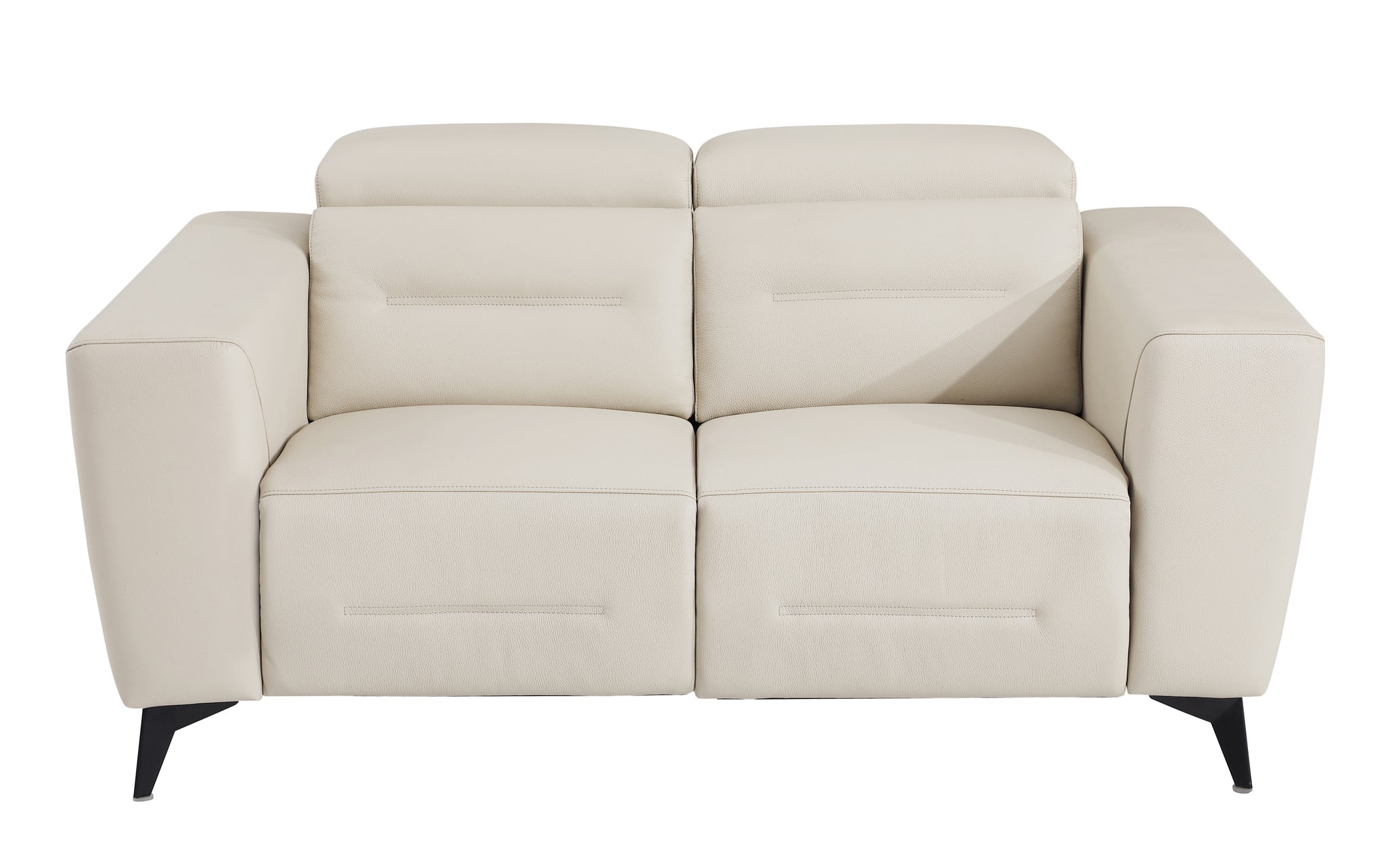 Top Grain Italian Leather Loveseat With Power Recliner Beige Primary Living Space Contemporary Alder Foam Leather