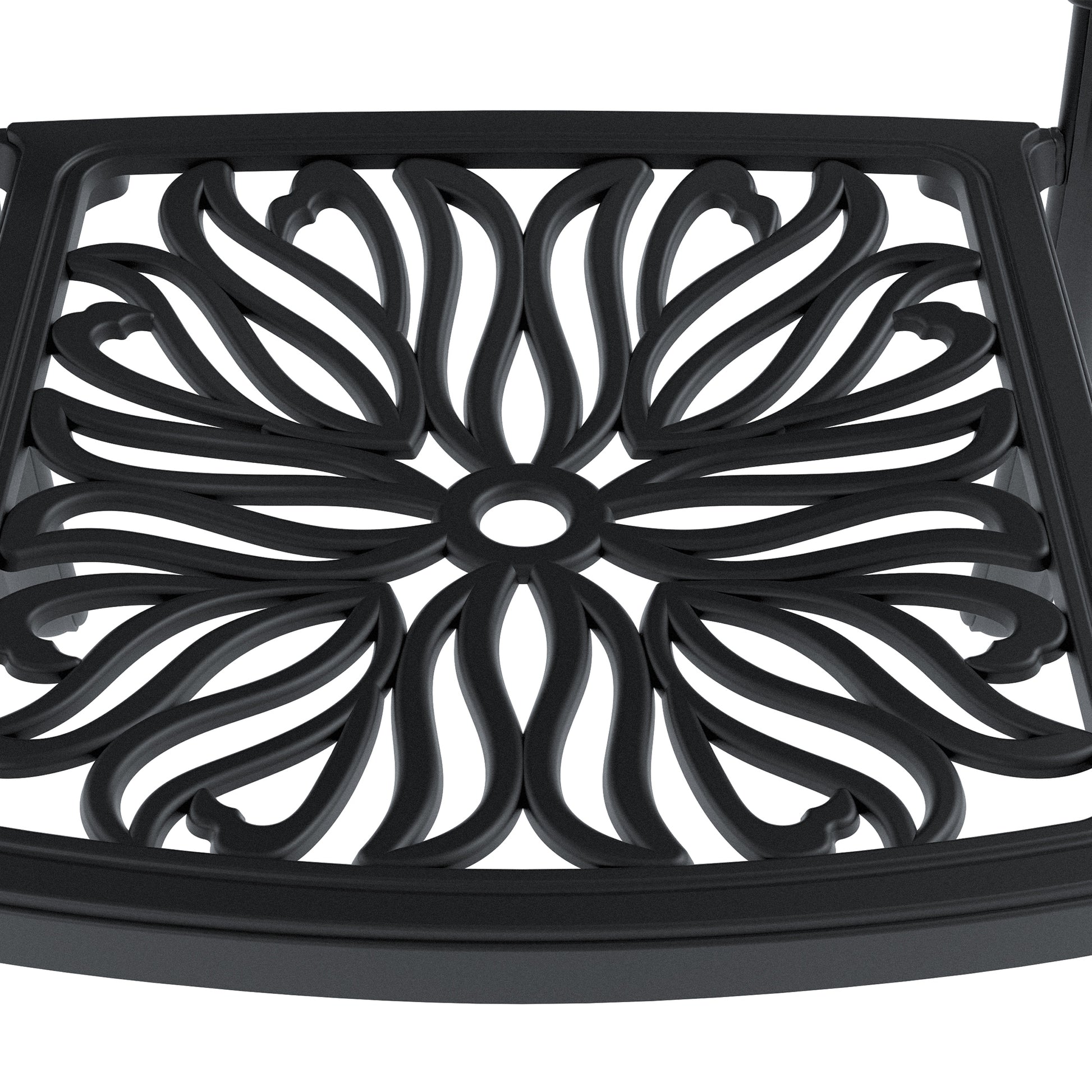 Cushions In Random Colors 7 Piece Set Of Cast Aluminum Patio Furniture With Cushions Yes Dining Set Off White Black Seats 6 Rust Resistant Frame Water Resistant Cushion Garden & Outdoor Complete Patio Sets Aluminium
