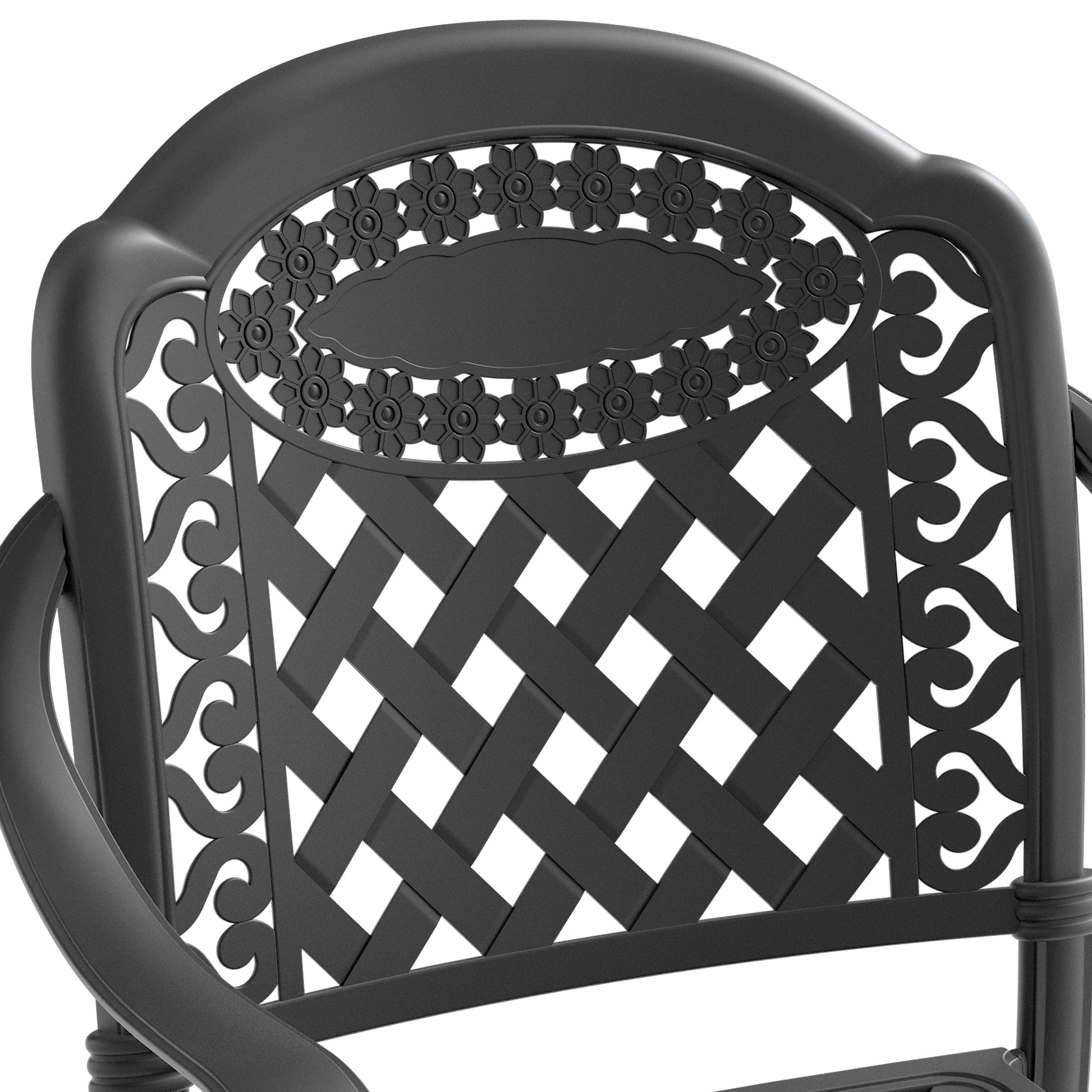 Cushions In Random Colors 3 Piece Set Of Cast Aluminum Patio Furniture With Cushions Yes Dining Set Black Seats 2 Rust Resistant Frame Water Resistant Cushion Garden & Outdoor Complete Patio Sets Aluminium