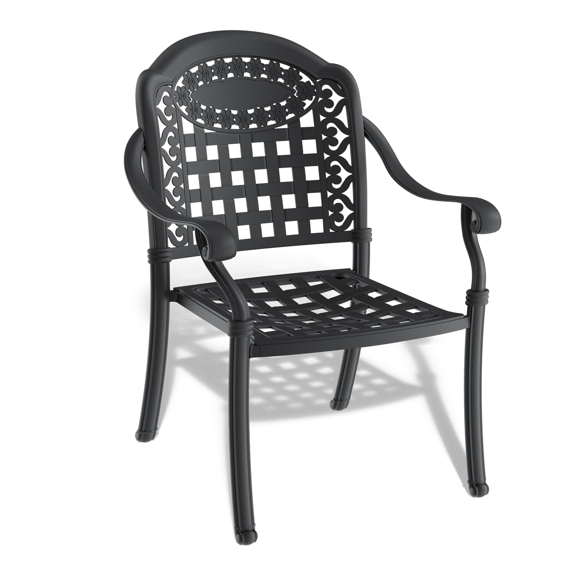 Cast Aluminum Patio Dining Chair 6Pcs With Black Frame And Cushions In Random Colors Yes Dining Set Black Rust Resistant Frame Water Resistant Cushion Garden & Outdoor Complete Patio Sets Aluminium