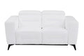 Top Grain Italian Leather Loveseat With Power Recliner White Foam Leather