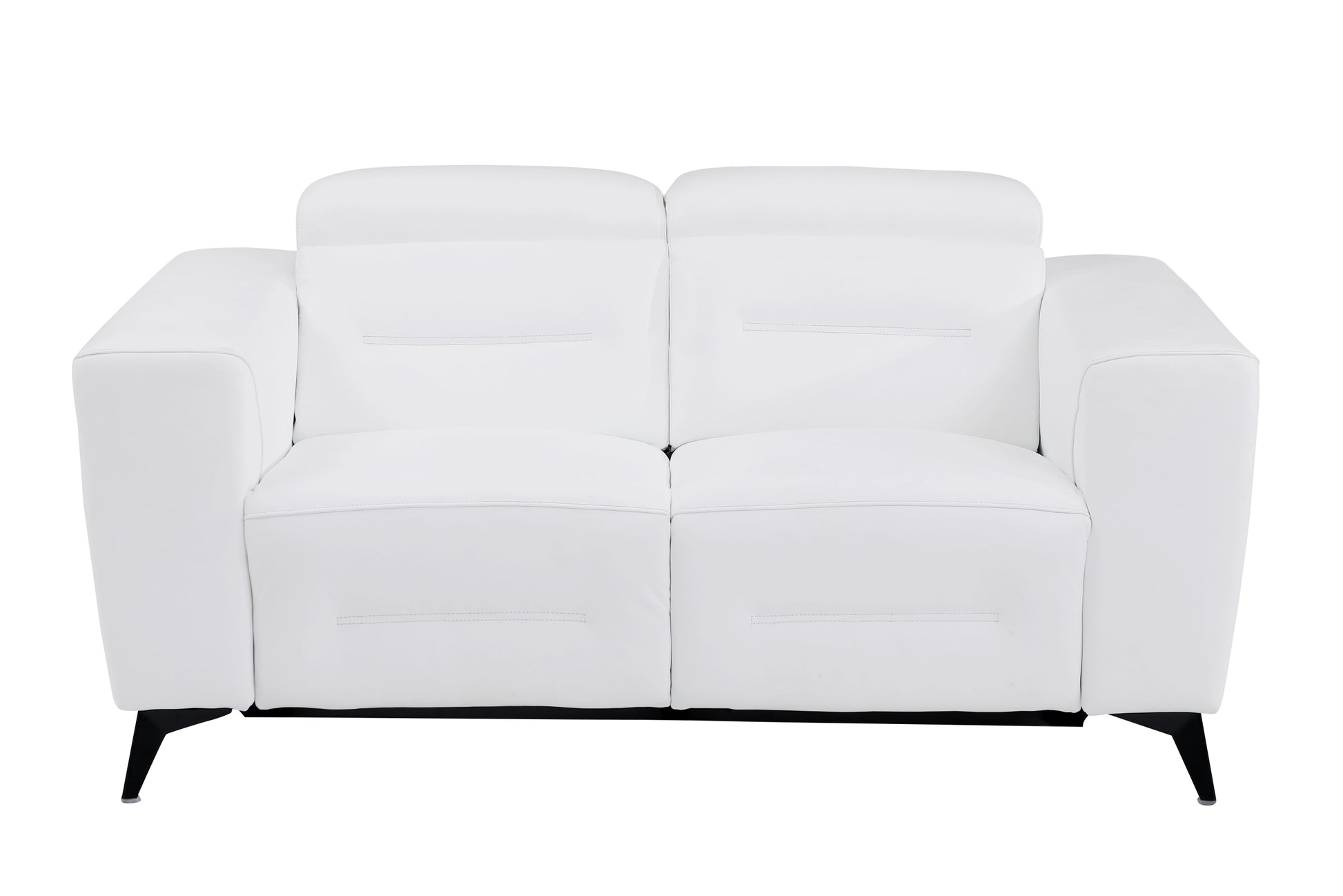 Top Grain Italian Leather Loveseat With Power Recliner White Foam Leather