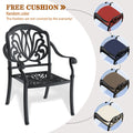 Cushions In Random Colors 5 Piece Set Of Cast Aluminum Patio Furniture With Cushions Yes Dining Set Black Seats 4 Rust Resistant Frame Water Resistant Cushion Garden & Outdoor Complete Patio Sets Aluminium