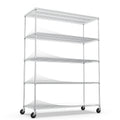 5 Tier 7500Lbs Heavy Duty Adjustable Storage Rack Metal Shelf Wire Shelving Unit With Wheels & Shelf Liners 82