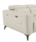 Top Grain Italian Leather Loveseat With Power Recliner Beige Primary Living Space Contemporary Alder Foam Leather