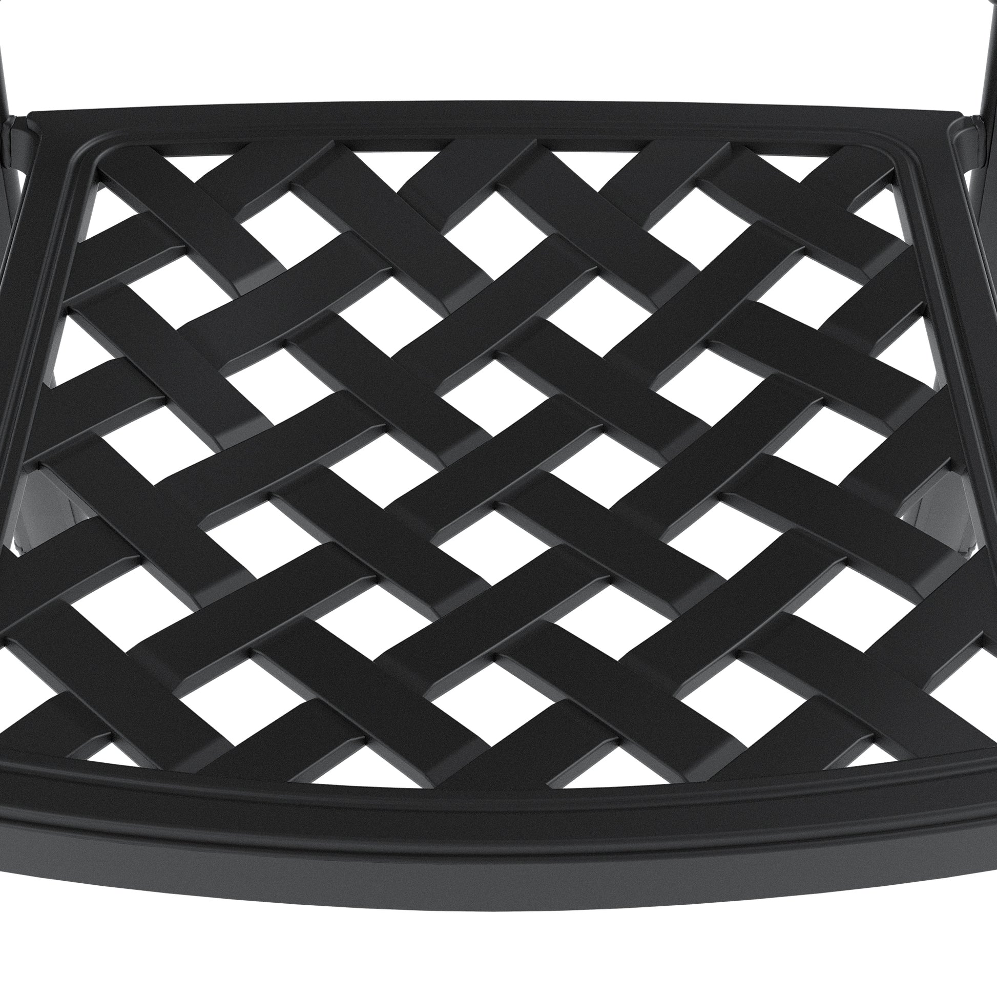 Cushions In Random Colors 7 Piece Set Of Cast Aluminum Patio Furniture With Cushions Black Aluminium