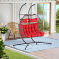 2 Person Outdoor Rattan Hanging Chair Patio Wicker Egg Chair Yes Sectional Red Uv Resistant Frame Water Resistant Cushion Garden & Outdoor American Design 2 Person Seating Group Polyester Rattan