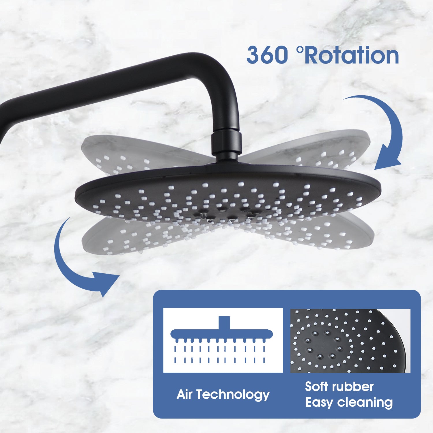 Handshower Shower Head With Handheld Shower System With 8" Rain Shower Headrain Shower System Dual Shower Combo Matte Black Matte Black Brass