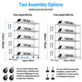 5 Tier 6000Lbs Heavy Duty Adjustable Storage Rack Metal Shelf Wire Shelving Unit With Wheels & Shelf Liners 82