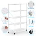 5 Tier 6000Lbs Heavy Duty Adjustable Storage Rack Metal Shelf Wire Shelving Unit With Wheels & Shelf Liners 82