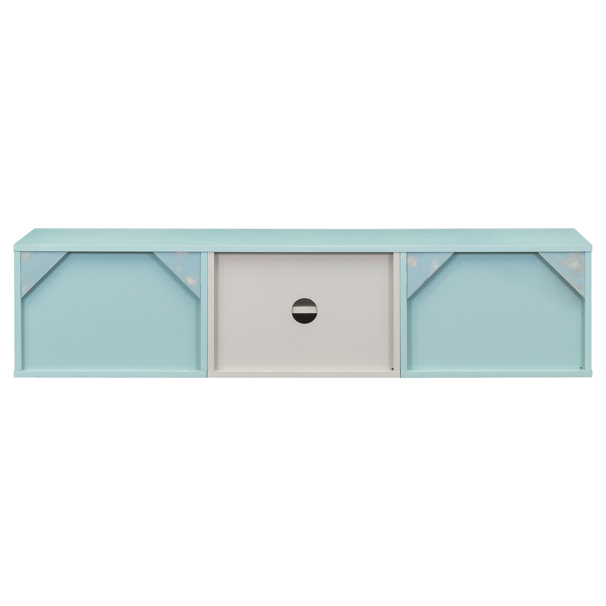 Wall Mounted 65" Floating Tv Stand With Large Storage Space, 3 Levels Adjustable Shelves, Magnetic Cabinet Door, Cable Management Blue Mdf