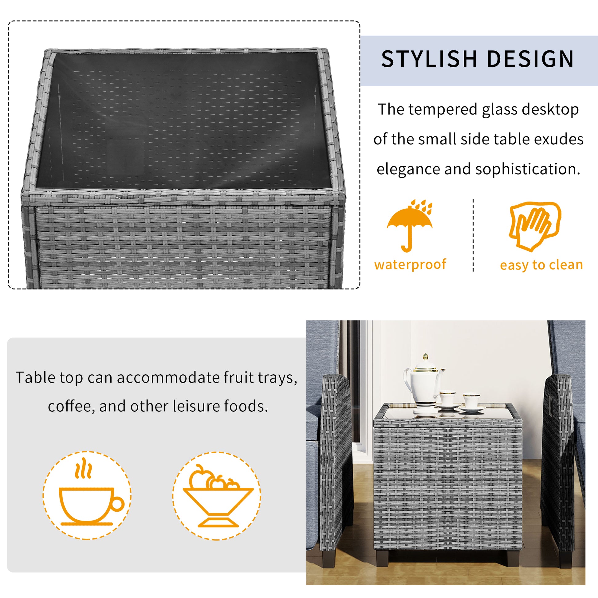 Outdoor Rattan Two Person Combination With Coffee Table, Adjustable, Suitable For Courtyard, Swimming Pool, Balcony Gray Hdpe