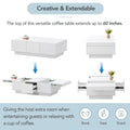 Coffee Table With 2 Large Hidden Storage Compartment, Extendable Cocktail Table With 2 Drawers, High Gloss Center Table With Sliding Top For Living Room, 39.3