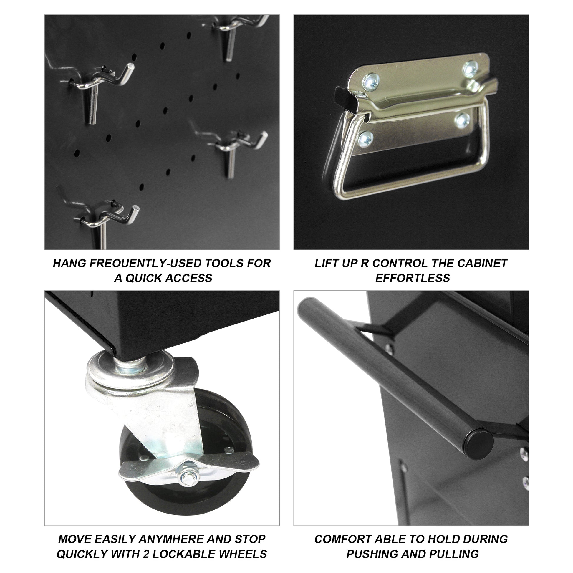 High Capacity Rolling Tool Chest With Wheels And Drawers, 6 Drawer Tool Storage Cabinet Black Black Steel