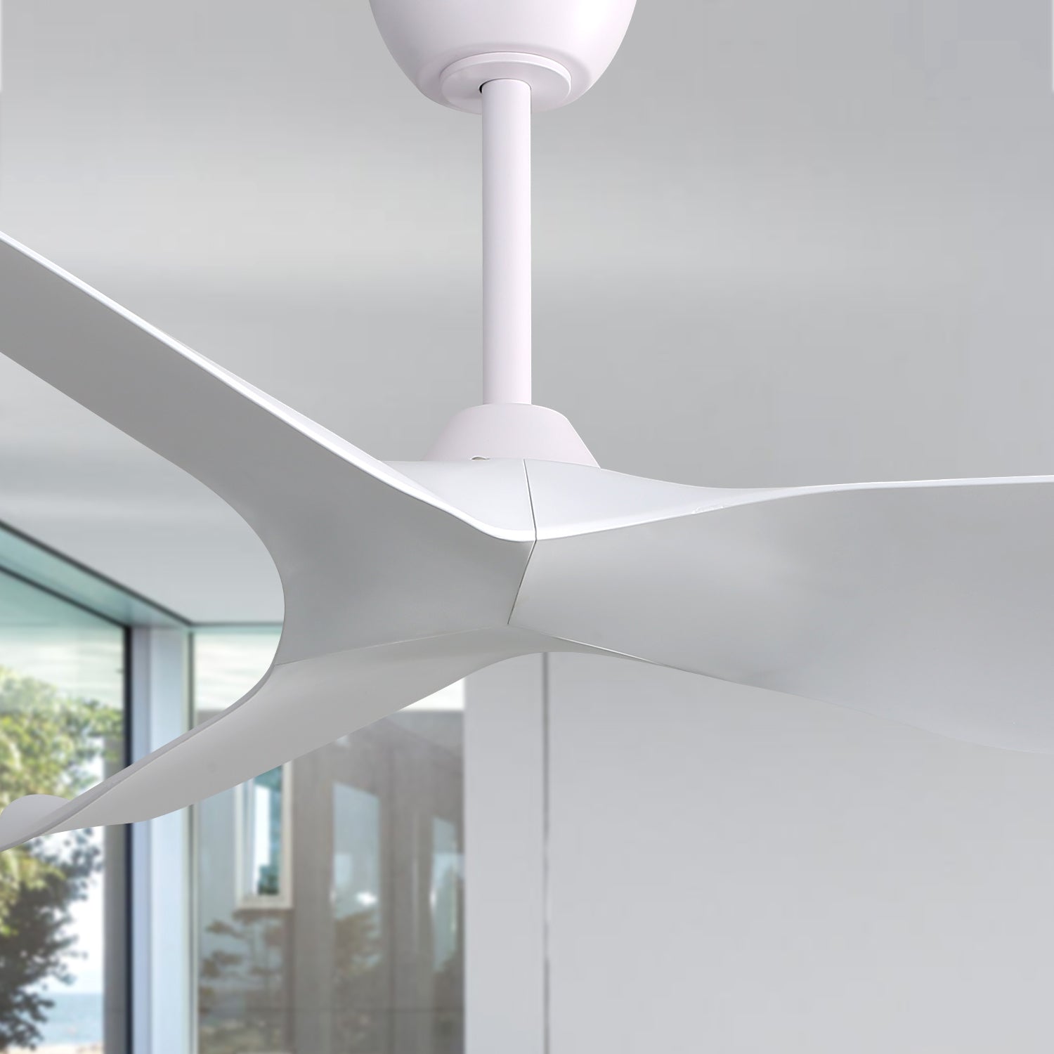 52 Inch Indoor Ceiling Fan With 6 Speed Remote 3 Abs Blade Reversible Dc Motor White For Living Room White Abs