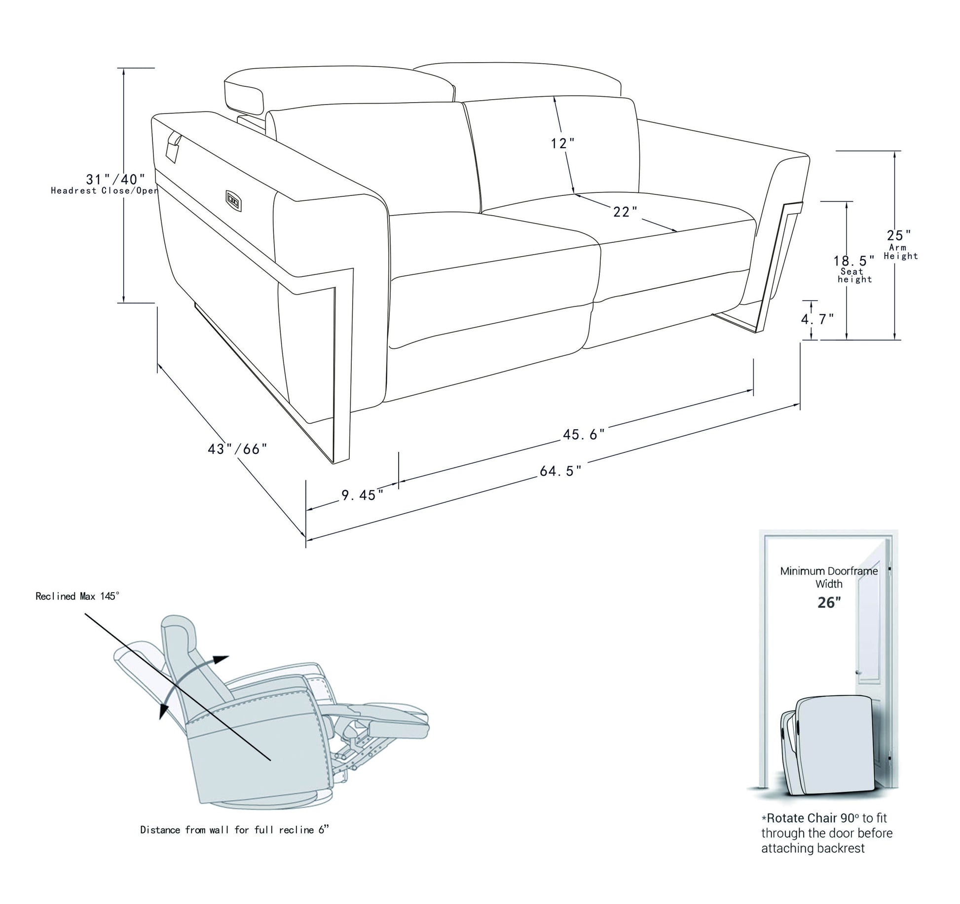 Top Grain Italian Leather Loveseat With Power Recliner Beige Foam Leather