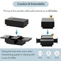 Coffee Table With 2 Large Hidden Storage Compartment, Extendable Cocktail Table With 2 Drawers, High Gloss Center Table With Sliding Top For Living Room, 39.3